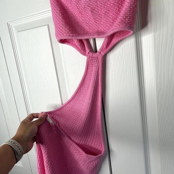 Victor Glemaud Pink Knit Cutout Halter Neck Midi Dress Women's Size X-Small XS - Picture 9 of 10